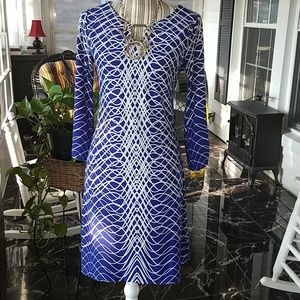 Eye Catching Cobalt & White Geometric dress
